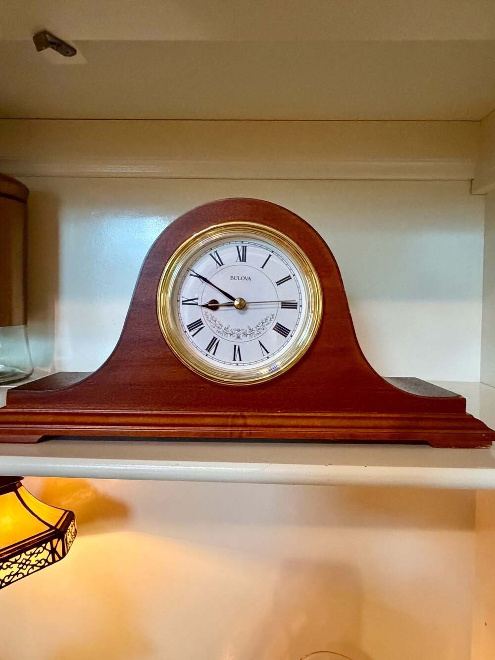 Bulova B1929 Annette II Chiming Mantel Clock in Mahogany Finish